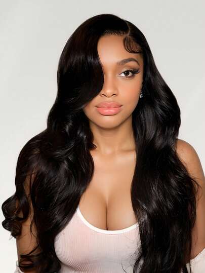 ARABELLA Tóc giả 4x4 Lace Closure Body Wave 100% tóc thật không keo, màu đen tự nhiên 16-26 inch, tóc nguyên bản mật độ 180%, tóc Brazil đen tự nhiên, mũ thoáng khí, dễ dùng cho người mới bắt đầu, dành cho nữ dùng hàng ngày