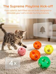 24pcs Cat Toys Jingle Balls, 5cm Hollow Plastic Rattle Balls, Multi-Color Interactive Cat Chasing & Training Toys, Indoor Cat Puzzle Toys (Multi-Color Large Pack) - Multicolor - View 4