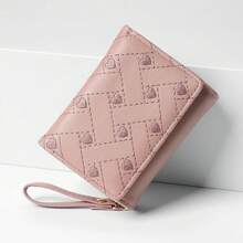 Women's Wallet With Microfiber, Embroidered Heart Coin Purse, 70% Off Card Holder, PU Leather Multi-Card Slot Card Holder - Pink - View 11