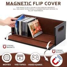CroBlissful - Juego de 2 cajas de almacenamiento de CD de piel soportes para CD estantes de películas organizador de cinta de casete con asas de transporte para estuches de películas DVD discos - como en la imagen - Ver 4
