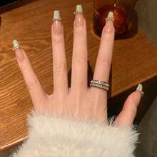 1 buah Cincin Fashion Dua Baris Rhinestone Stainless Steel Zirkonia, Serbaguna untuk Pemakaian Sehari-hari dan Kencan - Gaya 2 - View 5