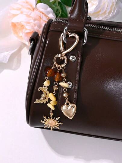 Retro y exclusivo - Colgantes asimétricos con motivos de corazón, sol y luna con rhinestones. Ideal como regalo para cumpleaños, fiestas u ocasiones especiales; también perfecto para adornar bolsos, estuches de auriculares, fundas de teléfonos o interiores de automóviles. Encantos, colgantes, decoraciones y accesorios para bolsos