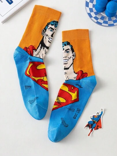  1/3 Pairs Warner Bros Socks, Men's Mid-Calf Socks, Breathable Super Hero Design Socks, Korean Cartoon Style Men's Summer Socks. Warner Bros Socks Are Breathable, Sweat-Wicking, Casual, Multi-Functional, And Feature Fashionable Cartoon Patterns, Suitable For Students, Adults, Gifts, And Daily Wear.
