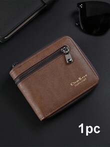 Personalized Custom 2026 New Men's Short Zipper Wallet Multi-Card Slot Fashion Leather Purse Waterproof Niche Design Gift - Multicolor - View 6