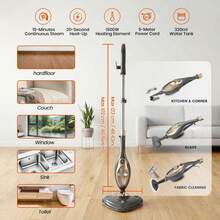 SUPERLEX 15-In-1 Steam Mop, 1500W Detachable Handheld Floor Cleaning Steam Machine, 16-Foot Power Cord, 2 Washable Mop Pads, Multi-Surface Steam Cleaner Suitable For - UK Plug(220-240V) - View 4