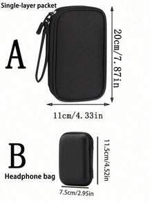 數位配件收納包，電子裝置收納袋附網格口袋，USB線充電器行動電源硬碟收納盒，布製科技收納包適用手機數據線與電子配件 - 彩色 - 查看 10