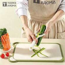 1 pieza Pelador multifunción de acero inoxidable para verduras y frutas - Procesador de alimentos manual para zanahorias, pepinos, manzanas, patatas - Herramienta de cocina esencial, diseño, rebanador y rallador - Multicolor - Ver 4