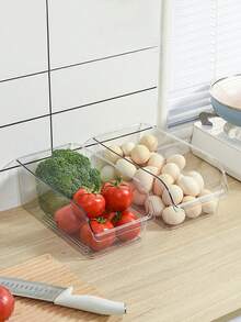 1pc/2pcs Stackable Refrigerator Organizers - Clear Plastic Storage Containers For Freezer/Fridge, Airtight Drawer Bins With Handles - Perfect For Vegetables, Fruits, Snacks, Eggs,Tableware, Beverages, Seasonings, Pasta, Books For Desktop Organization, Soft Drinks, Cocktails, Etc Kitchen Organization,Food Storage, Spice Storage Boxes, Kitchen Utensils, Picnic Baskets, Meal Preparation, Kitchen Accessories, Home Decorations. - Multicolor - View 11