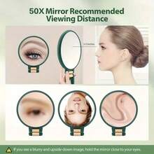 50X Handheld Magnifying Glass With 1X/50X Magnification, 360 Degree Rotatable Portable Makeup Mirror, Adjustable Mirror, Suitable For Makeup, Skincare, Beauty And Trimming Beard, Available In Multiple Colors - Multicolor - View 6