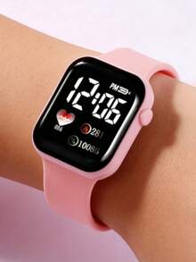 6/5pcs Girls Elegant Cute Fashion LED Digital Display Electronic Watch, Paired With Exquisite Pearl Butterfly Bracelet Necklace Ring Earring Jewelry Set, Suitable For Girls Birthday/Holiday Gifts, Perfect For Graduation Season, Parties, Vacations, Celebrations, Travels, Daily Wear, Ideal Graduation Gift, Perfect Mother's Day Gift For Girls - Multicolor - View 5