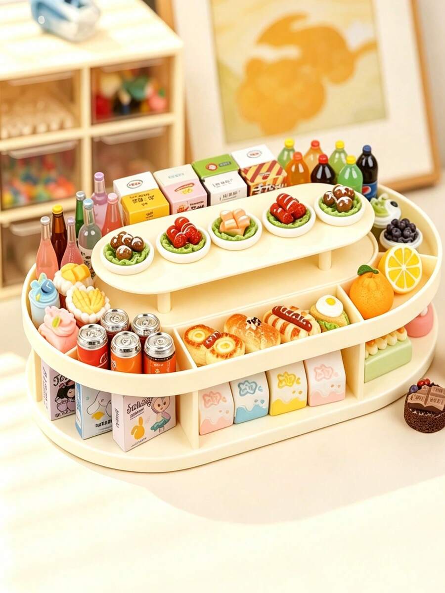 1pc 1:12 Scale Dollhouse Miniature Storage Rack Display Rack For Drinks, Fruits And Food Sundries Simulated Dollhouse Miniature Display Shelf (Miniatures On The Display Rack Are NOT Included) Entrance Decorations, Desks, Office Desks, Decorative Racks - Multicolor - View 1
