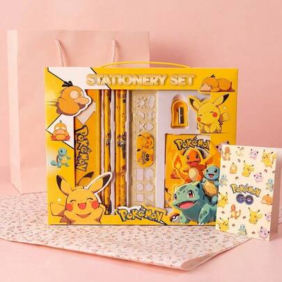 Cute Cartoon-Style Colorful Themed Stationery Set, Includes Classic Kanto Region Character Elements, High-Quality Learning & Office Supplies, Collectible Merchandise, Suitable For Back To School And Daily Use