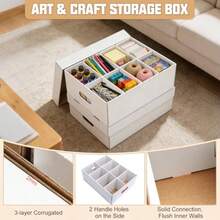 Compartment Storage Box 2 Pack Organizer Box With Dividers Detachable Art Storage Organizer With 8 Compartments Storage Bins With Lids Craft Organizers For Cards Photos Decorations DIY Crafts - 2 Pack - View 3