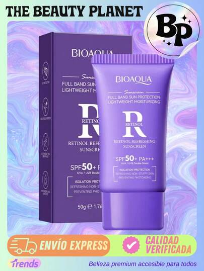 Protector Solar En Crema Bioaqua Retinol Vitamina C Ácido Hialurónico Hidrata SPF50+ PA+++ Protege De Rayos Ultravioleta y Fotoenvejecimiento