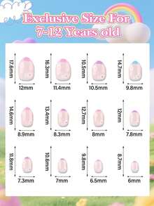 EBANKU 24pcs Daisy Pattern Kids Nail Stickers, Short Artificial Nail Wraps, For Girls - Multicolor - View 2