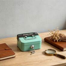 Portable Key Box, Steel Cash Box With Lock For Home/Store, 2-Layer Coin Tray, Sturdy Steel Cash Box With Handle For Storing Coins, Jewelry, Valuables, Suitable For Home Use - Multicolor - View 27