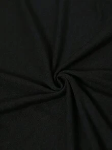 Camiseta de algodón de manga corta para mujer con estampado de maestra brillante y cuello redondo. - Negro - Ver 5