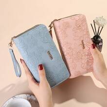 Women's Double Zipper Long Wallet, Fashionable And Simple, Large Capacity, Double Layer Purse, Phone Bag - Black - View 7