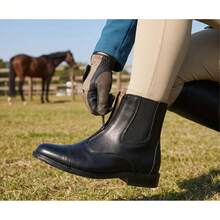 Men's Equestrian Boots, Riding Boots, Front Zipper Boots, Outdoor Boots, Hiking Boots, PU Material With Zipper Elasticity - Black - View 2