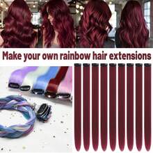 10 PCS Burgundy Hair Extensions Clip In, 22 Inch Colored Hair Extensions Party Highlights Long Straight Synthetic Hairpieces For Women Cosplay - Burgundy - View 4