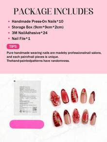 Bộ 10 miếng dán móng tay gel 3D hình hạnh nhân thủ công, phong cách sang trọng, thiết kế hoa đỏ 3D và hạt vàng, họa tiết da cá sấu và đầu móng kiểu Pháp, hiệu ứng ombre đỏ nude, bộ dụng cụ làm móng acrylic bao gồm 1 gel dẻo và 1 dũa móng, móng giả dán toàn bộ có thể tái sử dụng, móng giả bóng, phù hợp cho sử dụng hàng ngày, hẹn hò, tiệc tùng và các dịp cưới hỏi, phụ kiện làm móng dành cho nữ. - Nhiều màu - Xem 6
