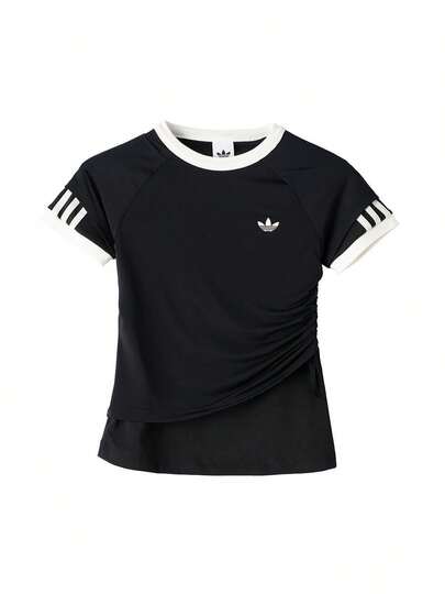 Adidas Camiseta de mujer, LAYERED CALITEE Cómoda camiseta de manga corta minimalista para uso diario, deportes al aire libre y casual, KW4528