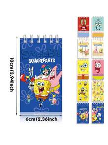SpongeBob SquarePants 10pcs Portable Notebook, Diary, Spiral Bound Stationery, Themed Notebook, Cartoon Character Creative Notebook - one-size - View 3