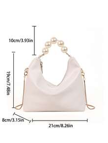 Fashionable Minimalist Casual Mini Faux Pearl Decor Handbag, Suitable For Women, Teenage Girls, Office Use, White - Multicolor - View 8