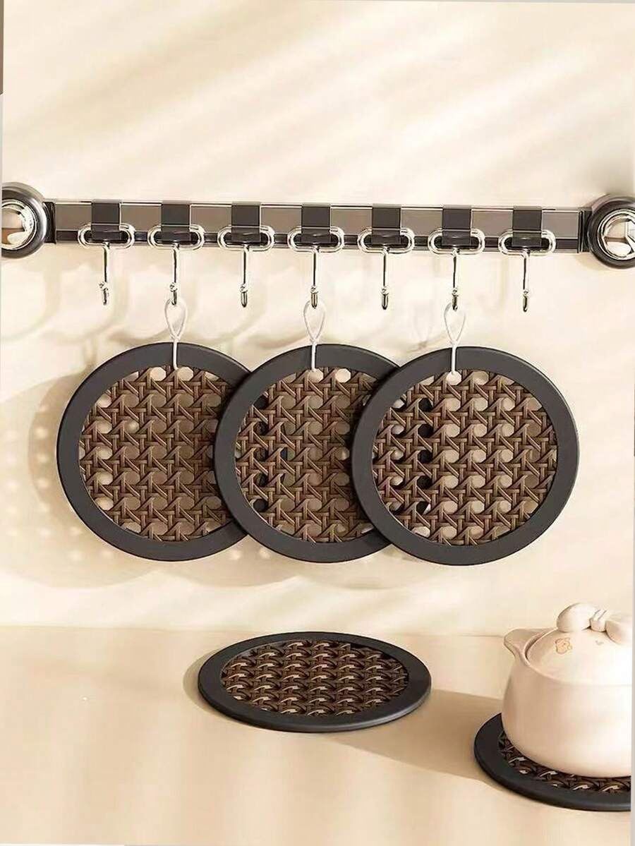 Tấm lót cách nhiệt silicon đan mây, dùng trong gia đình, chống bỏng cho nồi, bát, tấm lót bàn chịu nhiệt, đế lót ly. - không có - Xem 1