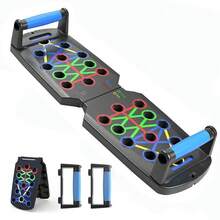 10-In-1 Foldable Multifunctional ABS Integrated Gym Trainer. Adjustable Portable Push-Up Board. Equipment - Black - View 2