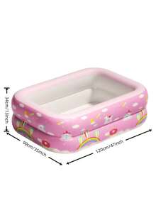Pink Inflatable Swimming Pool, Portable Foldable Swimming Pool With Unicorn And Castle Print, Large Rectangular Wading Pool, Suitable For Backyard, Garden, Patio, Outdoor Summer Party And Family Leisure, Easy To Inflate And Leakproof - A - View 6
