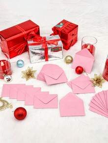 50pcs Mini Envelopes/4x2.75 Inch Thick Black Gift Card Envelopes, Bulk Small Paper Envelopes For Cards, Invitations, Business Cards, Pink - Envelope + Card Base Set - View 5