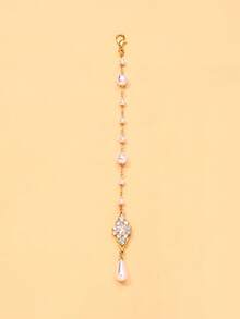 1pc New Traditional Headpiece, European And American Bridal Wedding Floral Forehead Chain Hair Accessory,Festival,Party - Gold - View 7