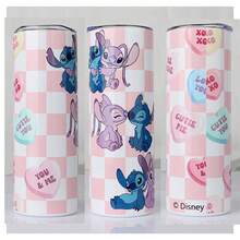 1 bình giữ nhiệt Disney dáng thẳng, in hình Stitch và thiên thần dễ thương, bình nước cách nhiệt bằng thép không gỉ có ống hút, dung tích 600ml, đóng hộp kèm mã chống hàng giả. - Stitch và Angie - Xem 2