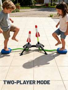 Dual Foot Rocket Launcher Toy, Children's Stomp Rocket Launcher Toy Set, Includes 2 Rocket Bodies, Features Dual Play Modes, Soft Head End, Won't Cause Harm, Can Launch Up To 40 Meters High, Parent-Child Interactive Outdoor Game Toy, Perfect For Backyard Lawn, Park, Beach, Camping And Family Gathering Occasions, Suitable For Indoor And Outdoor Play, Ideal Birthday Gift Choice For 3-12 Year Old Boys/Girls, Christmas Gift, Halloween Gift - Multicolor - View 1