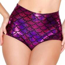 1 Pcs Sexy Pescado Escala Patrón Leggings Elastic Sirena Moda Mujeres Triángulo Shorts - Rosa Fucsia - Ver 6