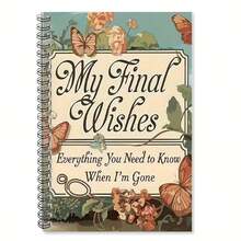 1pc Bohemian Style Spiral Notebook - "My Last Wish" Themed Design, Decorated With Butterfly & Floral Illustrations, Tear-Off Inner Pages Suitable For Daily Planning, Meeting Notes, And Schedule - A - View 3