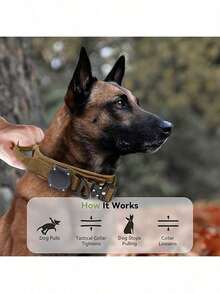 Upgraded Tactical Dog Collar, Waterproof Integrated Collar For Apple AirTag, Comfortable Control Handle And Metal Buckle, For Large And Medium Dogs, No Tracking Function - Multicolor - View 8