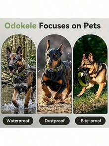 Upgraded Tactical Dog Collar, Waterproof Integrated Collar For Apple AirTag, Comfortable Control Handle And Metal Buckle, For Large And Medium Dogs, No Tracking Function - Multicolor - View 6
