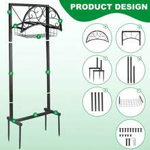 Garden Hose Holder - Upgraded Water Hose Holder Stand With Storage Basket Holds 150ft, Heavy Duty Freestanding Garden Hose Hanger Storage Rack For Outside Yard Lawn Farm - C - View 4