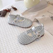 1 Pair Kids Bird Nest Design Sandals, Soft Sole Breathable Princess Toddler Beach Shoes, Minimalist Style - Silver - View 2