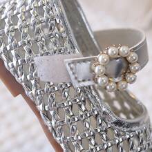1 Pair Kids Bird Nest Design Sandals, Soft Sole Breathable Princess Toddler Beach Shoes, Minimalist Style - Silver - View 7