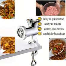 家用灌肠器、手动绞肉机、蒜蓉绞肉机、灌肠器、辣椒绞肉机；带支架夹式手摇食物绞肉机，适用于肉类、蔬菜和香料。 - 彩色 - 查看 4