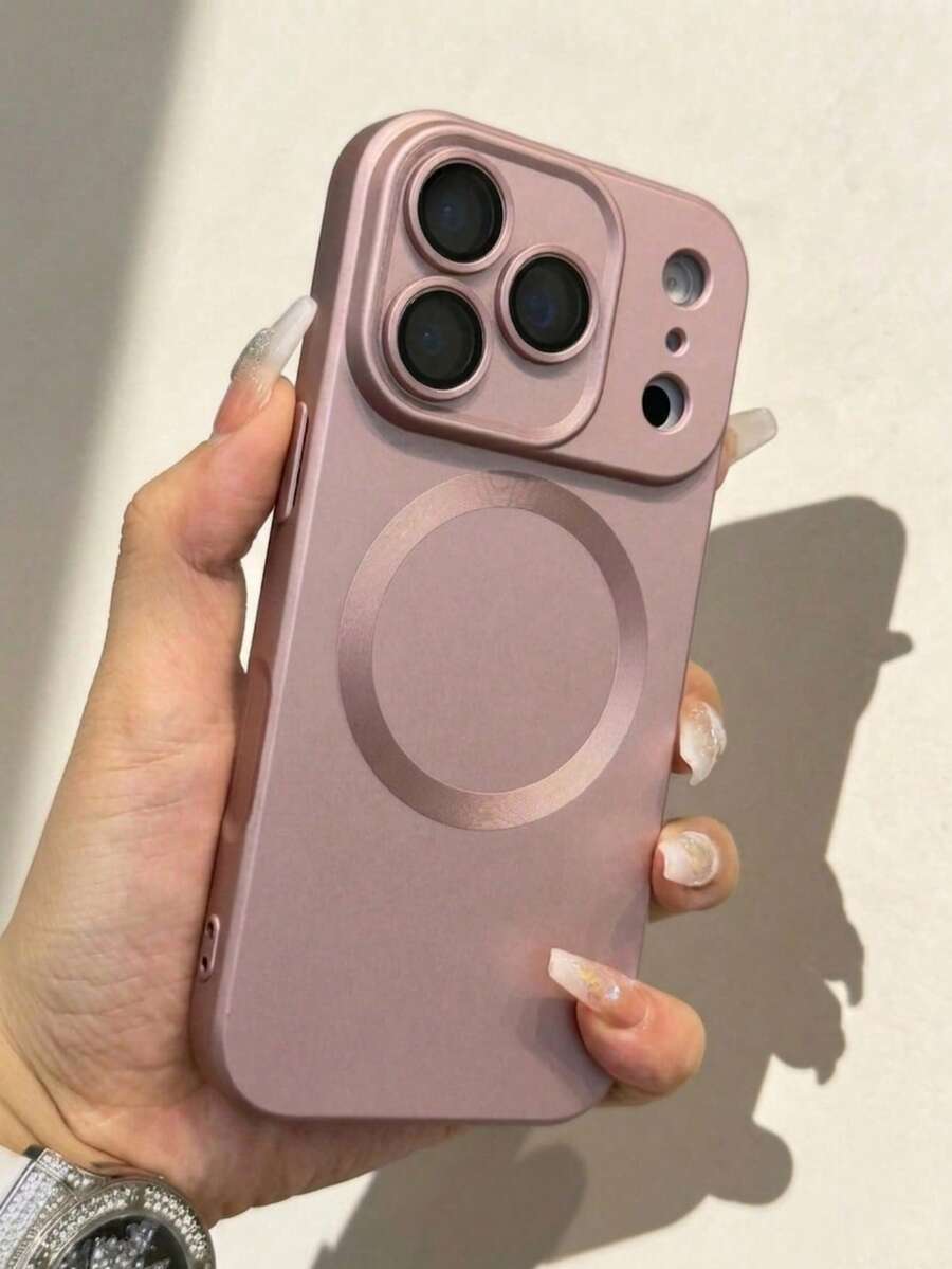 1 Ốp lưng điện thoại Hadaasi màu hồng thời trang, mềm mờ, có nam châm, tương thích với iPhone 17 Pro Max 17Pro 17 Air 17e 16 16E 15 14 Plus 13 12 11 Pro Max, mặt kính cường lực, hỗ trợ sạc không dây.
