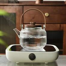 1 套耐高温高硼硅玻璃茶壶、茶杯和托盘，带茶叶浸泡器、茶叶分离器 - 硼矽玻璃茶壺套裝 - 查看 4