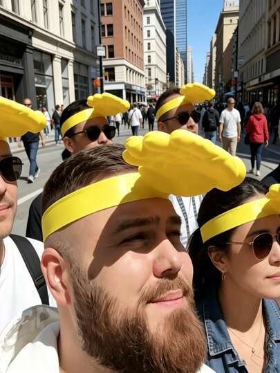 New Interesting & Practical Palm-Shaped Sun Hat - Yellow, Red Creative Palm Sun Hat Interesting Palm Headband Sun Hat - Adjustable Circumference, Fashionable & Fun, Suitable For Beach, Outdoor Activities And Daily Wear,Travel,Holiday