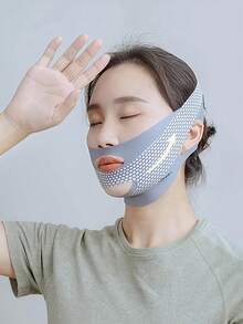 可重複使用 V 型束帶－高彈性透氣冰絲冷感臉部按摩器，無壓感無縫舒適佩戴，可調節尺寸，高彈性貼合臉部，畢業生日派對禮物，男女通用透氣無縫 V 型面罩，適合睡眠、運動與瑜伽，輕量透氣、無皺佩戴、清新無味臉部護理裝置，保養按摩器，輪廓設計固定束帶，臉部保養美容工具 - 彩色 - 查看 4