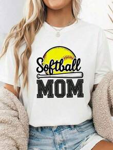 100%Softball Mom Softball Player Game Day Mothers Day Women T-Shirt 100% Cotton Crew Neck Short Sleeve Sporty Graphic Tee Retro Vintage Style Athletic Team Support Gift For Mama Ladi-4 Summer Outfits,Camisas,Camisas Para Mujer,Playeras,Playeras De Mujer,Vintage,Easter Outfit Women,Mother's Day,Women's Graphic Tees, Casual Summer Tops, 100% Cotton - 白3 - 查看 1