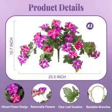 1/2PCS Artificial Silk Petunia Flowers, UV Resistant, Non-Fading, Realistic Artificial Plants For Decoration, Suitable For Outdoor Decor, Home Outdoor Garden, Balcony, Patio, Porch, Pool, Windowsill, Home Indoor Decor - Multicolor - View 13