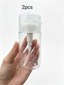 1 pieza Botella de 200ml/150ml/120ml/100ml para quitaesmalte, botella de limpieza de alcohol, botella vacía para desmaquillante, envase recargable para cosméticos - transparente - Ver 14